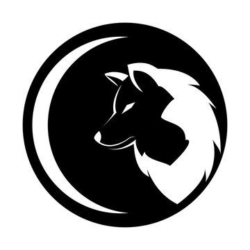 wolf and circle vector logo design