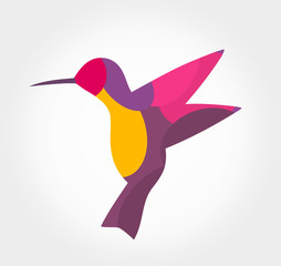 Colorful hummingbird abstract symbol.