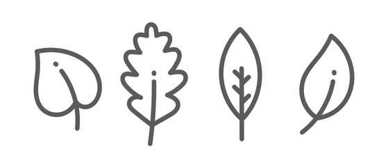 Leaves collection, outline icons