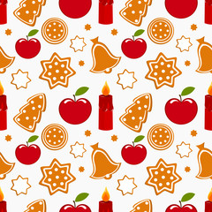 Christmas sweet gingerbread seamless pattern.