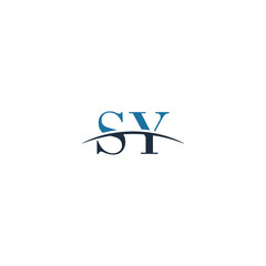 Initial letter SY, overlapping movement swoosh horizon logo company design inspiration in blue and gray color vector