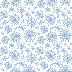 Naklejka na ściany i meble Christmas seamless doodle pattern with snowflakes