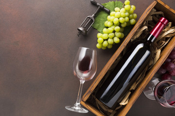 Full bottle of wine with copy space