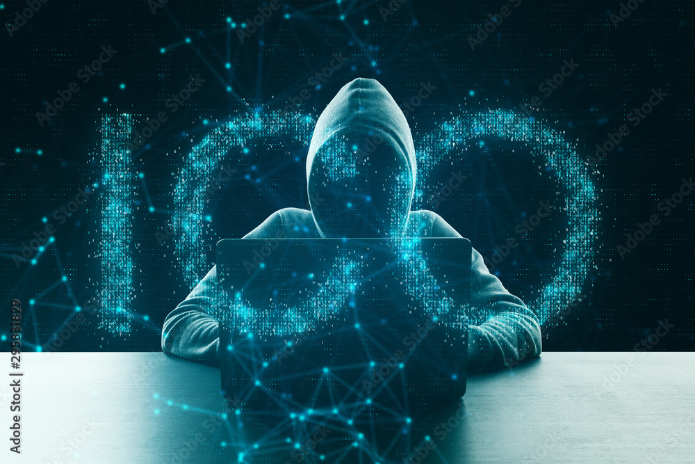 Poster Initial coin offering and hacking concept