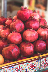 Ripe pomegranates on the Sicilian market