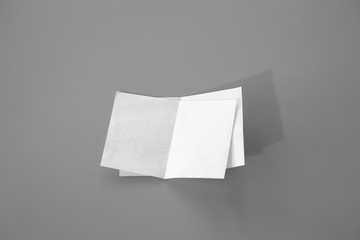 Blank portrait mock-up paper. brochure magazine isolated on gray, changeable background / white paper isolated on gray