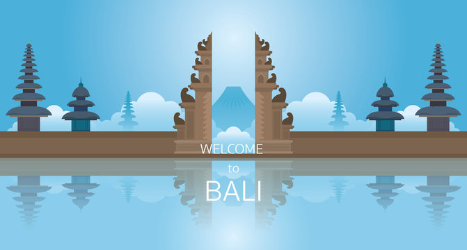 Gate of Bali, Indonesia, Reflection on water
