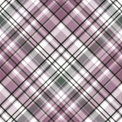 Seamless checkered pattern in pale pink, white and gray colors. Geometric shapes, rhombuses and squares. Fabric for a shirt.