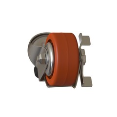 large metal industrial wheel with rubber tire, isolated on white background. 3D rendering of excellent quality in high resolution. It can be enlarged and used as a background or texture.