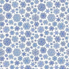 Christmas seamless doodle pattern with snowflakes