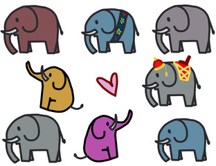 Obraz na płótnie Canvas set of cute elephant.vector illustration