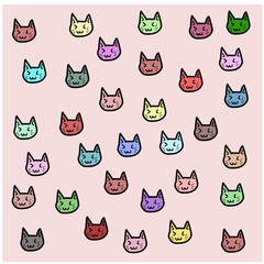 cute cat head background.vector illustration