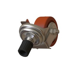 large metal industrial wheel with rubber tire, isolated on white background. 3D rendering of excellent quality in high resolution. It can be enlarged and used as a background or texture.