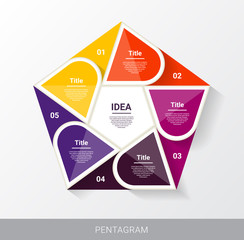 Vector pentagon infographic. Template for diagram, graph, presentation and chart. Business concept with five options, parts, steps or processes. Abstract background
