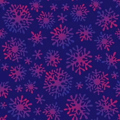 Poster Christmas seamless doodle pattern with snowflakes © photo-nuke
