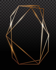 Copper frames. Copper geometrical polyhedron, art deco style for wedding invitation, luxury templates.