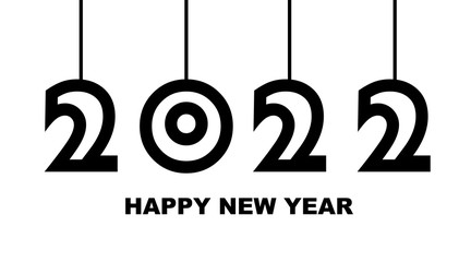 Year 2022 - simple greeting card, invitation, flyer, poster or design element - black - vector