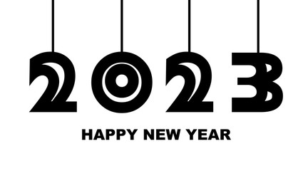 Year 2023 - simple greeting card, invitation, flyer, poster or design element - black - vector