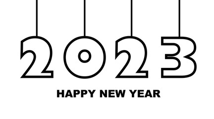 Year 2023 - simple greeting card, invitation, flyer, poster or design element - black - vector
