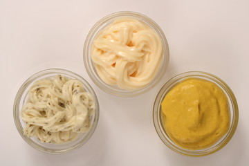 Tartar sauce, mayonnaise and mustard
