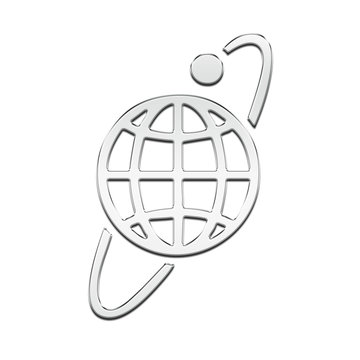 Symbole plan&egrave;te et lune orbite chrome