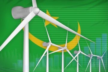 Mauritania wind energy power digital graph concept - renewable natural energy industrial illustration. 3D Illustration