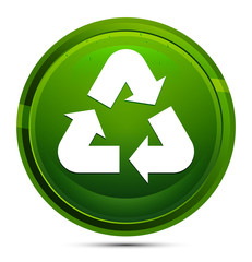 Recycle symbol icon glassy green round button illustration