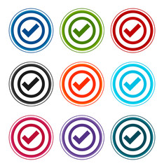 Check box icon flat round buttons set illustration design