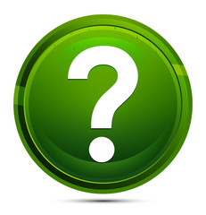 Question mark icon glassy green round button illustration