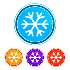 Snowflake icon flat design round buttons set illustration design