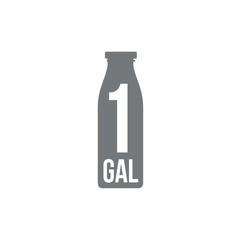 1 gal sign (mark) estimated volumes gallons. Vector symbol packa