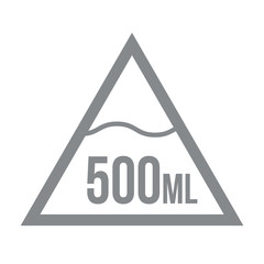 Liter l sign (l-mark) estimated volumes 500 milliliters (ml) Vector symbol packaging, labels used for prepacked foods, drinks different liters and milliliters. 500 ml vol single icon isolated on white