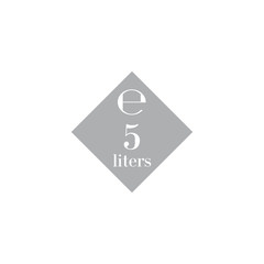 5 Liters l sign (l-mark) estimated volumes milliliters (ml) Vector symbol packaging, labels used for prepacked foods, drinks different liters and milliliters. 5 litre vol single icon isolated on white