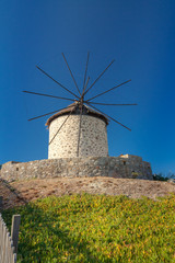 Traditional old windmills at Kontias village Lemnos island - Aegean - Greece