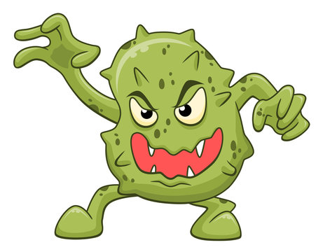 Cartoon Scary Microbe