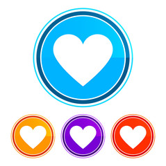 Heart icon flat design round buttons set illustration design