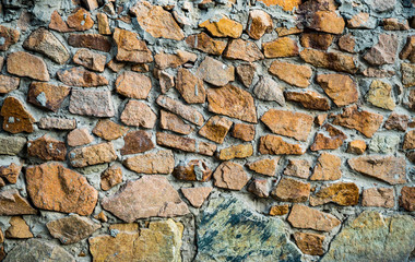 The texture of the old masonry. Background image of a stone-lined wall