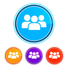 User group icon flat design round buttons set illustration design