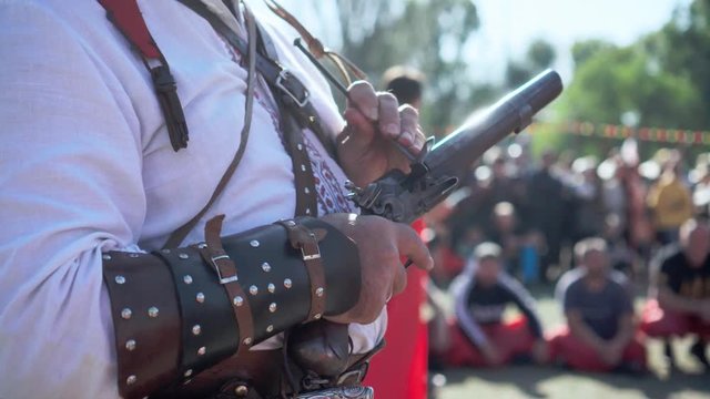 Traditional weapons of the Ukrainian Cossack. Close-up weapon of the Zaporozhye Cossack.