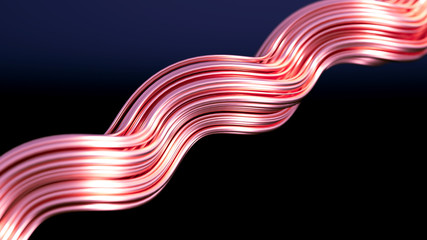 Golden wave background. 3d illustration, 3d rendering.