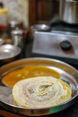 South Indian food Sambar With Dosa in kitchen very famous dish.
