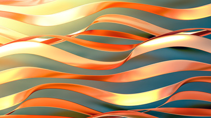 Golden wave background. 3d illustration, 3d rendering.