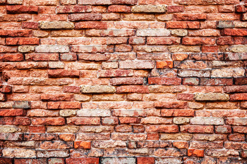 Fototapety  Old orange brick wall background with aging and rustic texture