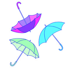 Three umbrellas on a white background. Vector