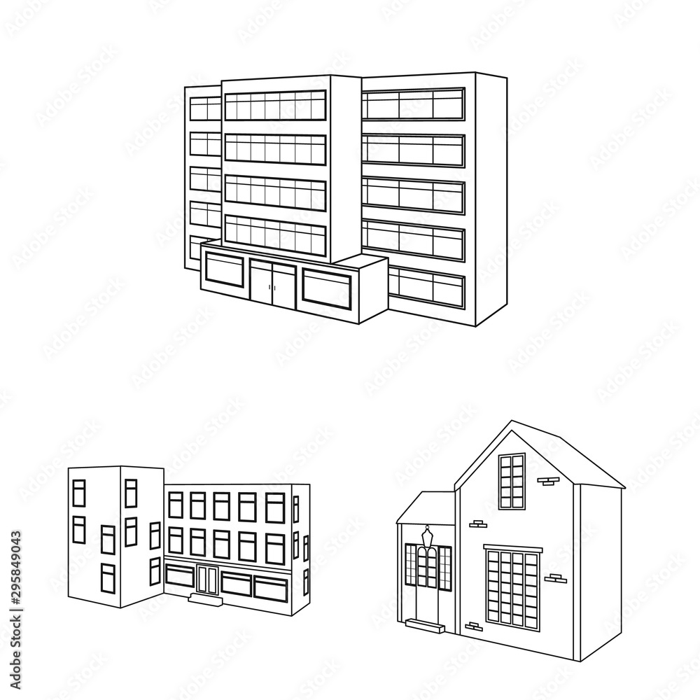 Wall mural Vector illustration of city and construction logo. Collection of city and estate stock symbol for web.