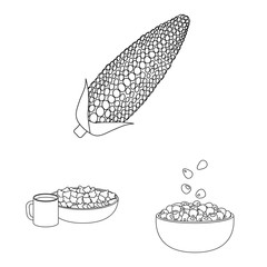 Vector design of farm and crop logo. Set of farm and nutrition stock symbol for web.