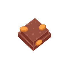 chocolate piece with nuts vector illustration in cartoon style