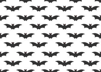 Seamless pattern of bats flying  isolated on white background - Vector illustration