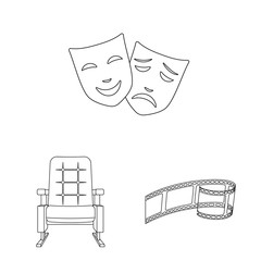 Vector illustration of cinematography and studio logo. Collection of cinematography and entertainment stock symbol for web.