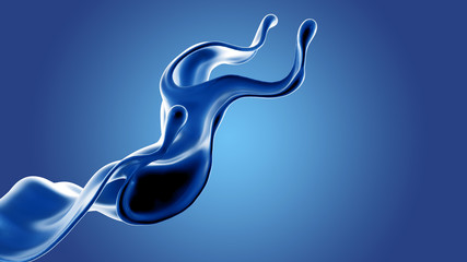 Splash fluid. 3d illustration, 3d rendering.